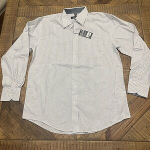 Men's White Striped Dress Shirt